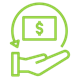 GaitBetter's green icon for increase income showing a hand holding money